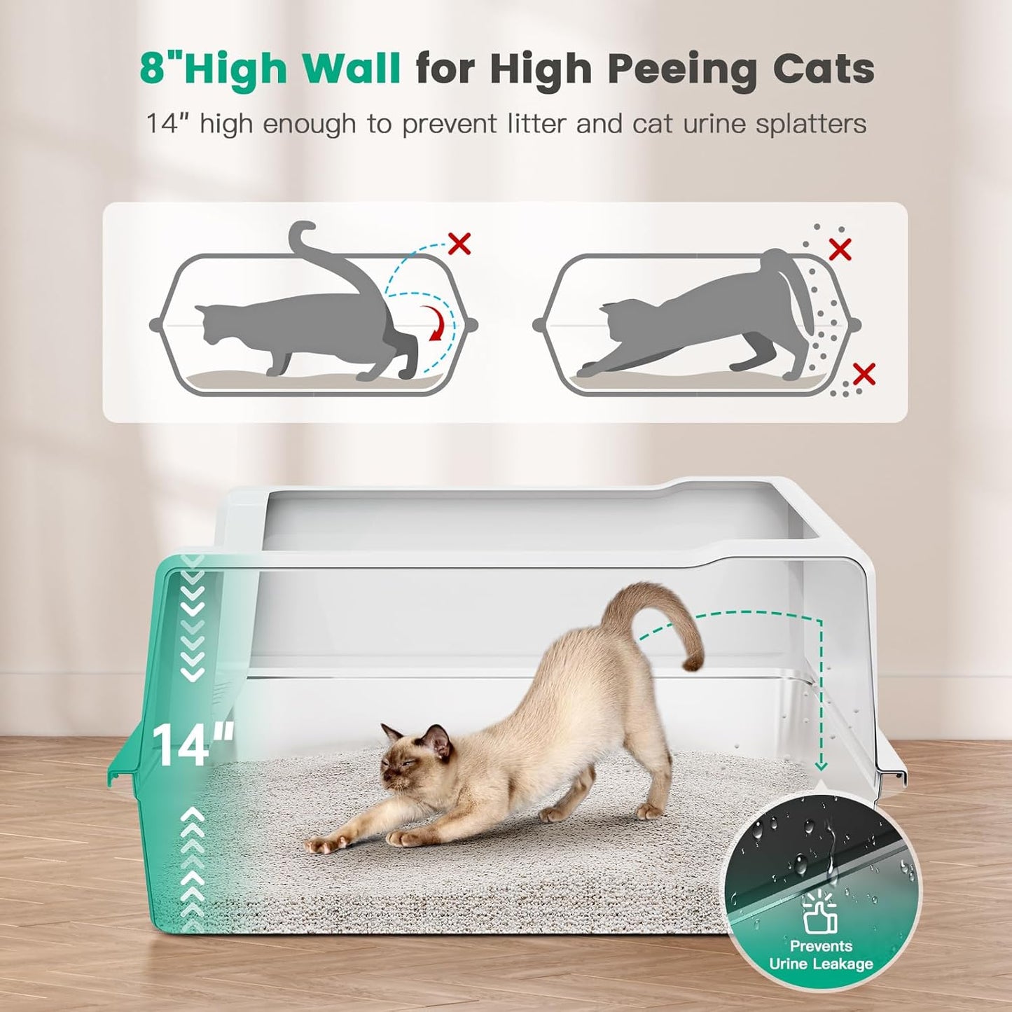 Tripamin XXL Stainless Steel Litter Box with High Sides 28"x20.5"x14" Extra Large Metal Litter Box for Big Cats&Multiple cat, Jumbo Top Entry Litter Pan with lid (White, XXX-Large)