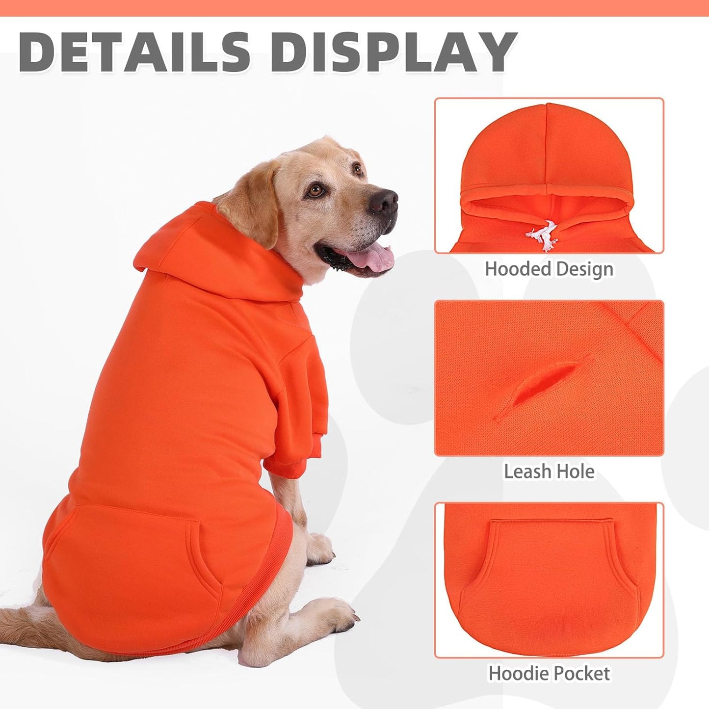 KOOLTAIL Fall Dog Hoodie - Soft & Warm Dog Thanksgiving Sweater with Leash Hole and Pocket, Pet Winter Coat, Cold Weather Clothes Sweatshirt for Small Medium Large Dogs Puppy Cat Boys Girls, Orange M