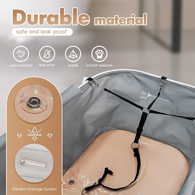 Portable Dog Bathtub, Elevatable Dog Washing Station for Bathing Shower and Grooming, Collapsible Dog Bath Tub for Small/Medium/Large Dogs, Cats & Other Pet (Large Dogs Bathtub)