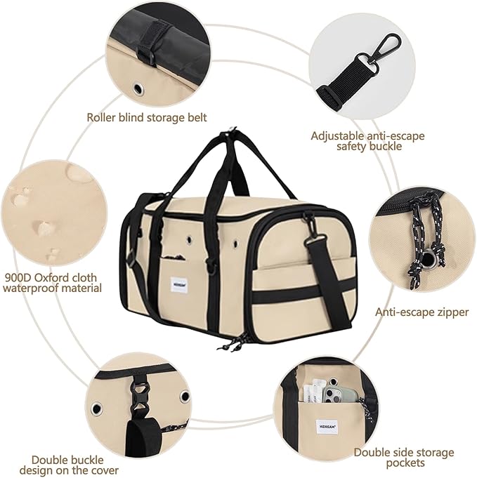 Pet Carrier Bag, Foldable Cat Bag Airline Approved, Soft-Sided Cat Travel Bag, Washable Dog Carrier Privacy Protection for Home Outdoor Travel(S, Grey)