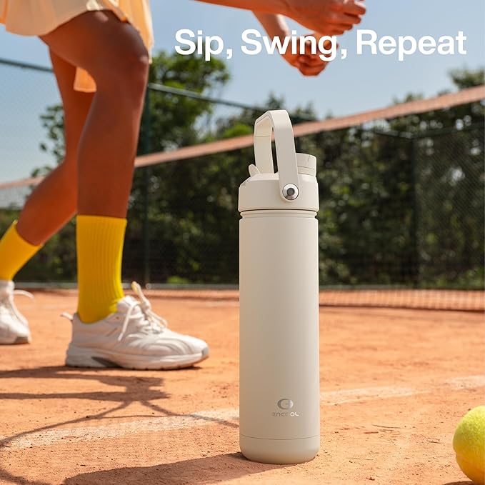 Insulated Water Bottle with Straw Stainless Steel Water Bottle, Leak-Proof, BPA-Free, Double Wall Vacuum Keeps Cold for 24 Hours for Sports, Travel, School (32 oz, Cream Moon)