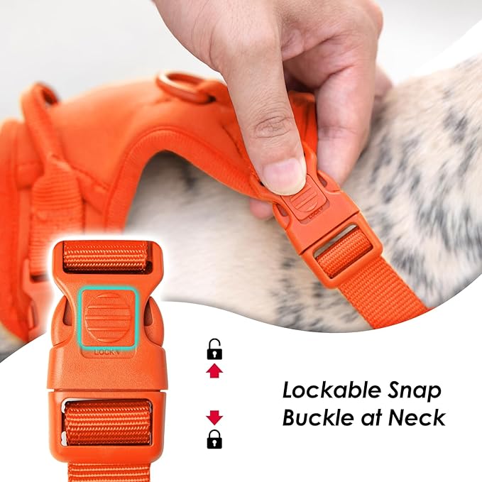 No Pull Dog Harness, Puppy Vest with Front Clip for Small Medium Large Sized Dog(Orange,L)