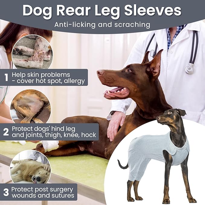 Nanaki Dog Wound Care Shirt, Dog Leg Sleeve To Stop Licking Rear Leg And Abdomen, Doggy Surgery Suit Female Spay,Doggy Onesie For Surgery Female Male, Pet Surgical Recovery Suit Pet Wound Heal Clothes