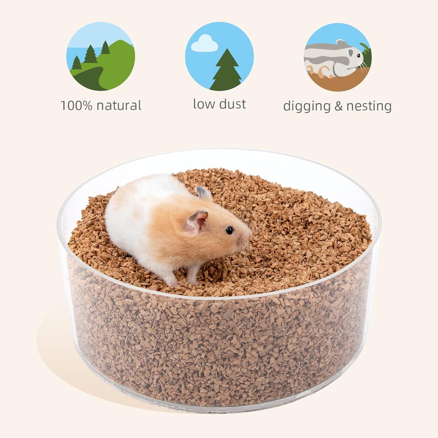 Niteangel Natural Coco/Cork Hamster Bedding Pet Litter for Dwarf Syrian Hamsters, Gerbils, mices, Degus or Other Small Animal