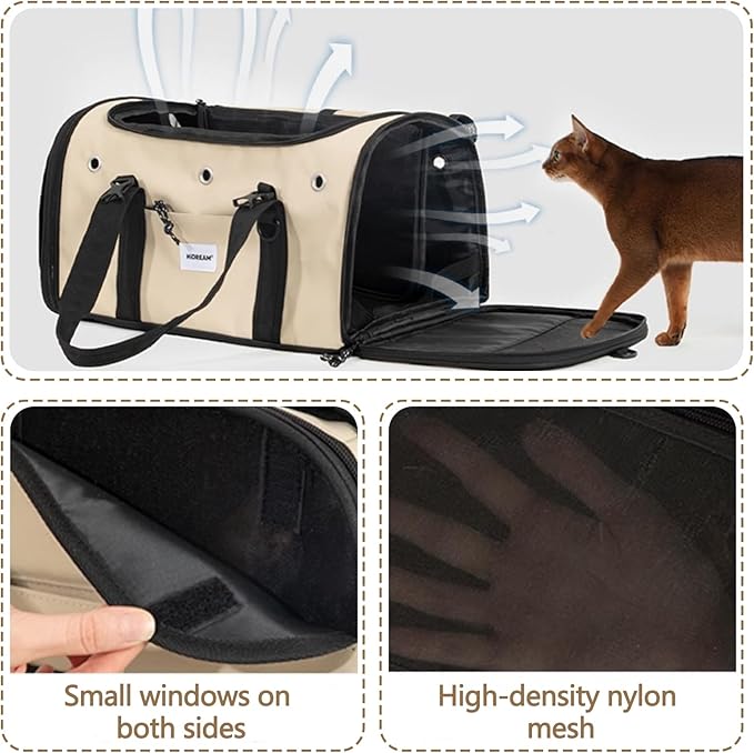 Pet Carrier Bag, Foldable Cat Bag Airline Approved, Soft-Sided Cat Travel Bag, Washable Dog Carrier Privacy Protection for Home Outdoor Travel(S, Blue)