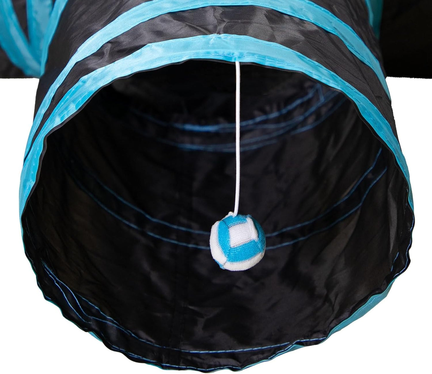 Cat Tunnel, 3 Way Cat Tunnels for Indoor Cats, Foldable Cat Tubes and Tunnels for Cats Kittens, Kitty Bored Peek Hole Toy Ball Cat, Puppy, Kitty, Kitten, Rabbit, Guinea Pigs (Blue & Black)