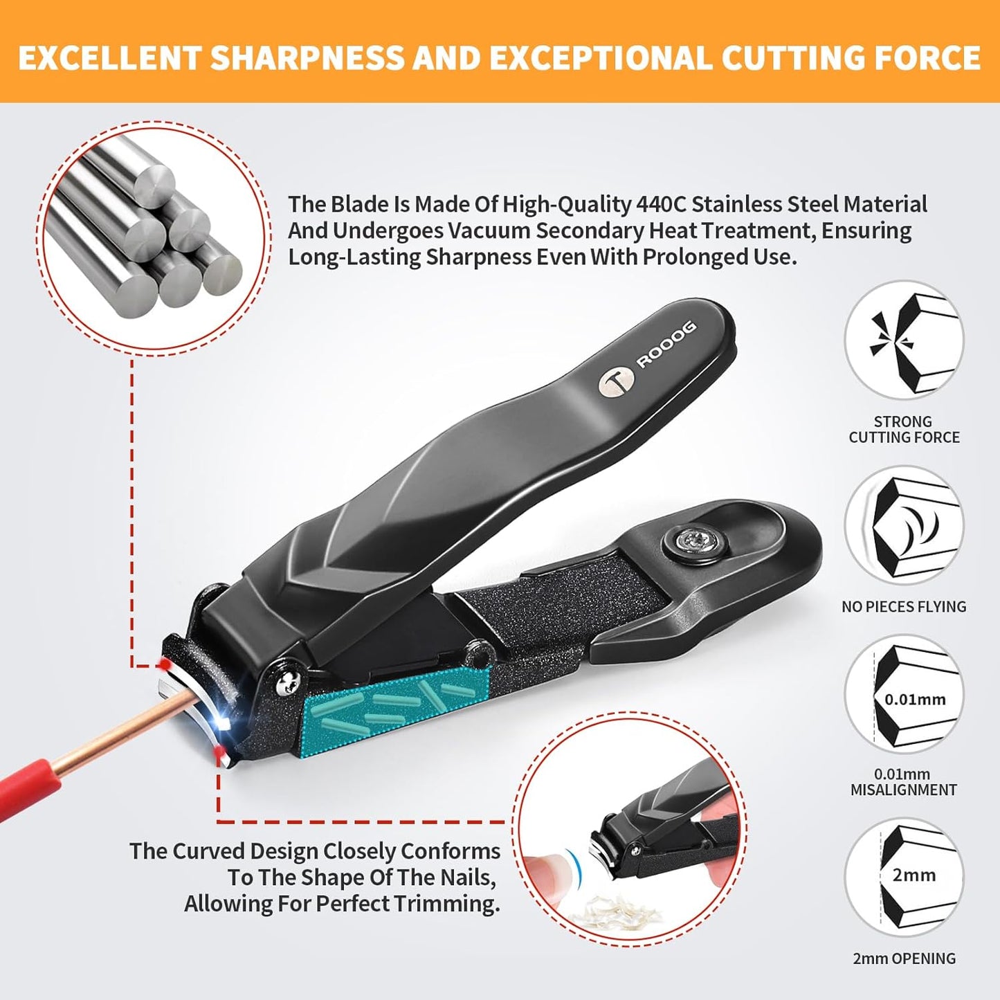 Nail Clippers for Men Women with Catcher,No Splash Ultra Sharp Professional Heavy Duty Nail Clipper,Adult Sturdy Fingernail Clipper & Toenail Clipper with Nano Nail File for Travel,Gifts