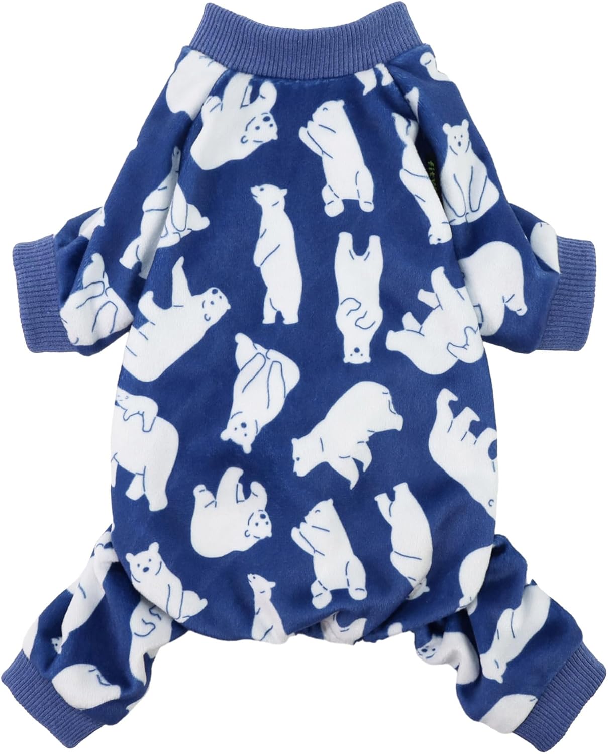 Fitwarm Polar Bear Dog Pajamas, Dog Clothes for Small Dogs Girl Boy, Pet Onesie with Feet, Cat Outfit, Lightweight Velvet, Royal Blue, White, XL