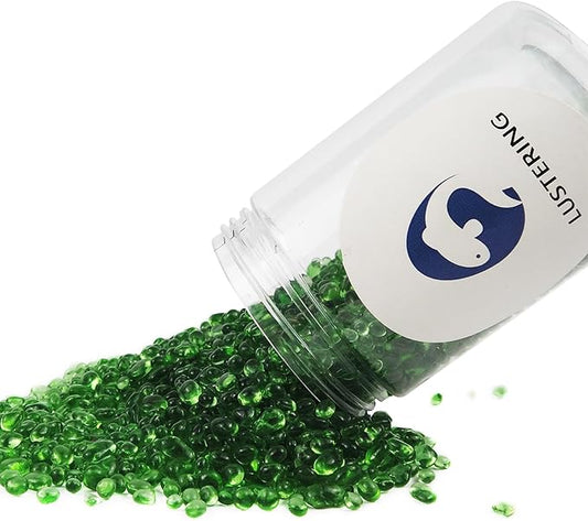 Lustering Decorative Round Glass Beads,Glass Marbles,Glass Pebbles,Glass Gems Beads for Fire Pit Crafts Resin Art,Vase Filler, Fish Tank, Aquarium Garden Decoration,3-6mm,1-Pound (Light Green)