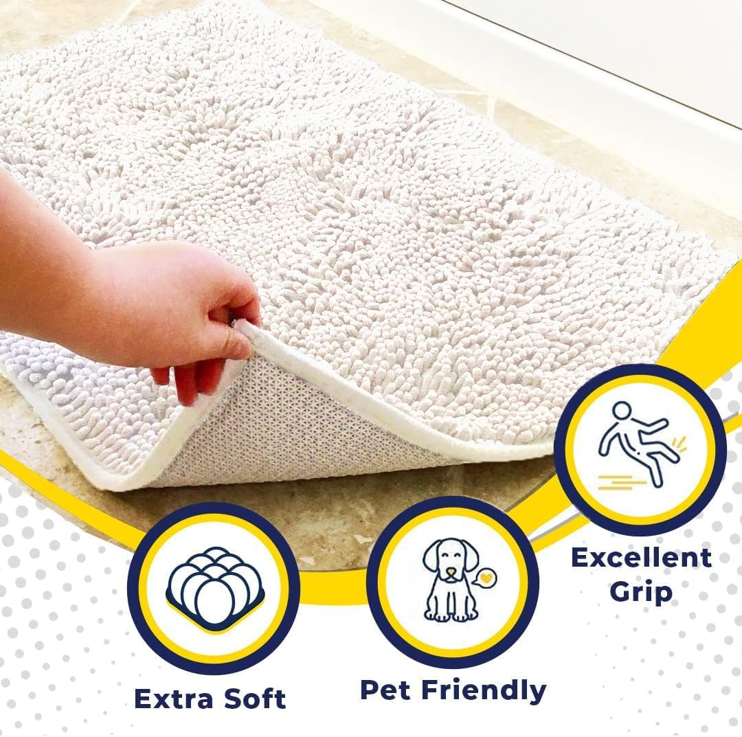 Muddy Mat® Shown on TV – Super Absorbent Door Mat Indoor, Microfiber Quick Dry Chenille Entryway Rug, Non-Slip Front Door Mat, Indoor Mats for Entryway, Machine Washable Pet Rug, White 24"x36"