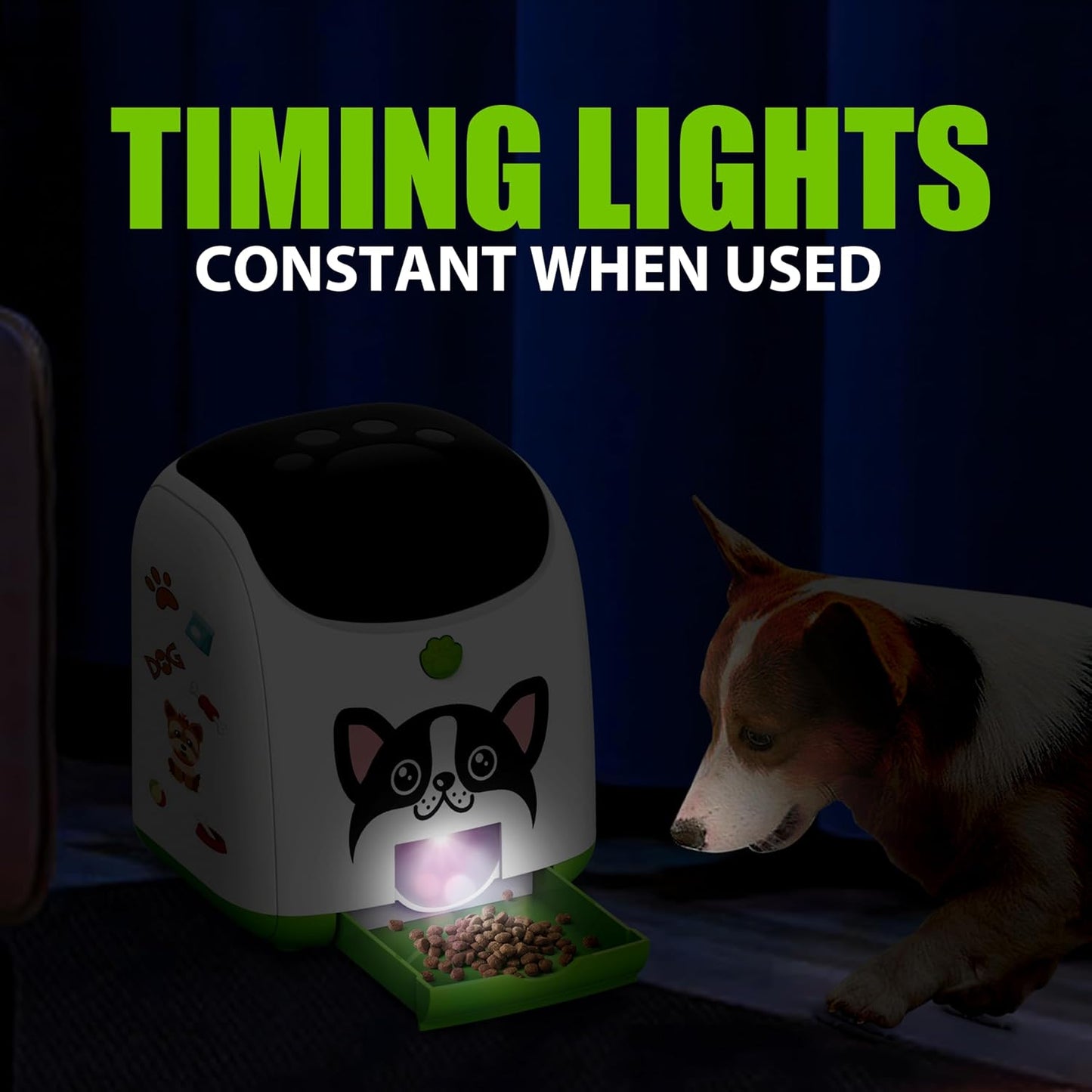 Dog Puzzle Feeder Toy, Automatic Dogs Treat Dispenser,Interactive IQ Training, Dog Slow Feeder,Remote Button Treat Dispenser,All Breeds,Large Capacity with Light (Green)