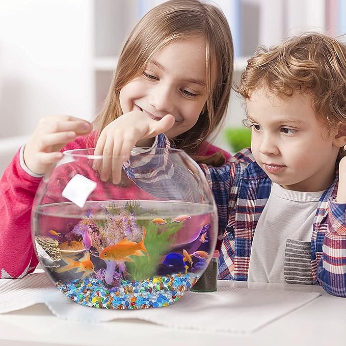 Keedolla 3 LB Glass Fish Tank Gravel Aquarium Fish Tank Stones, Betta Fish Bowl Rocks Gems Marbles Pebbles Gravel for Aquarium, Fish Tank, Vase Fillers, Succulent Plants Decor - Rainbow
