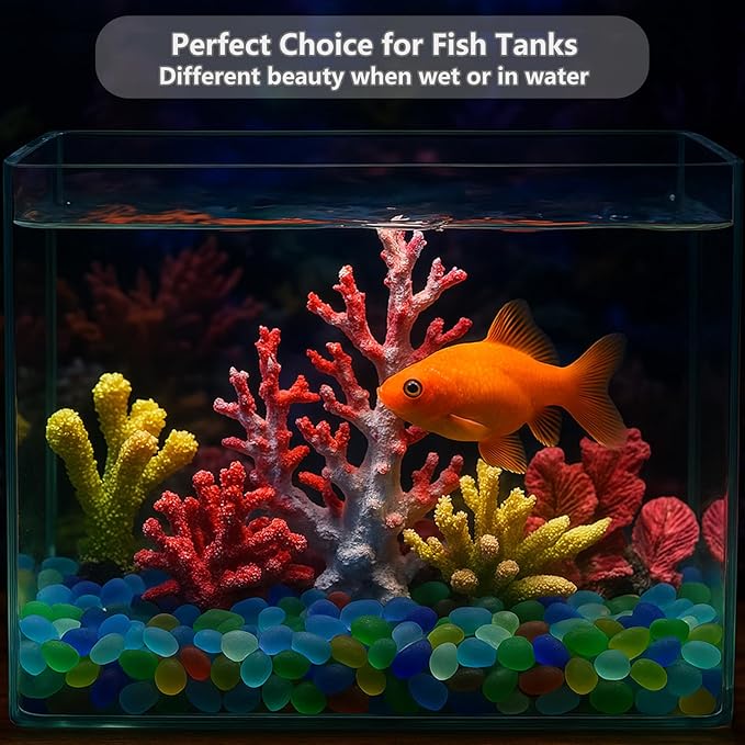 Sea Glass Stones - 2.9LB/46.4oz Green Frosted Glass Pebbles Gemstones - Perfect for Aquarium Rocks, Fish Tank Gravel, Vase Fillers, Seaglass DIY Crafts, and Home Decor