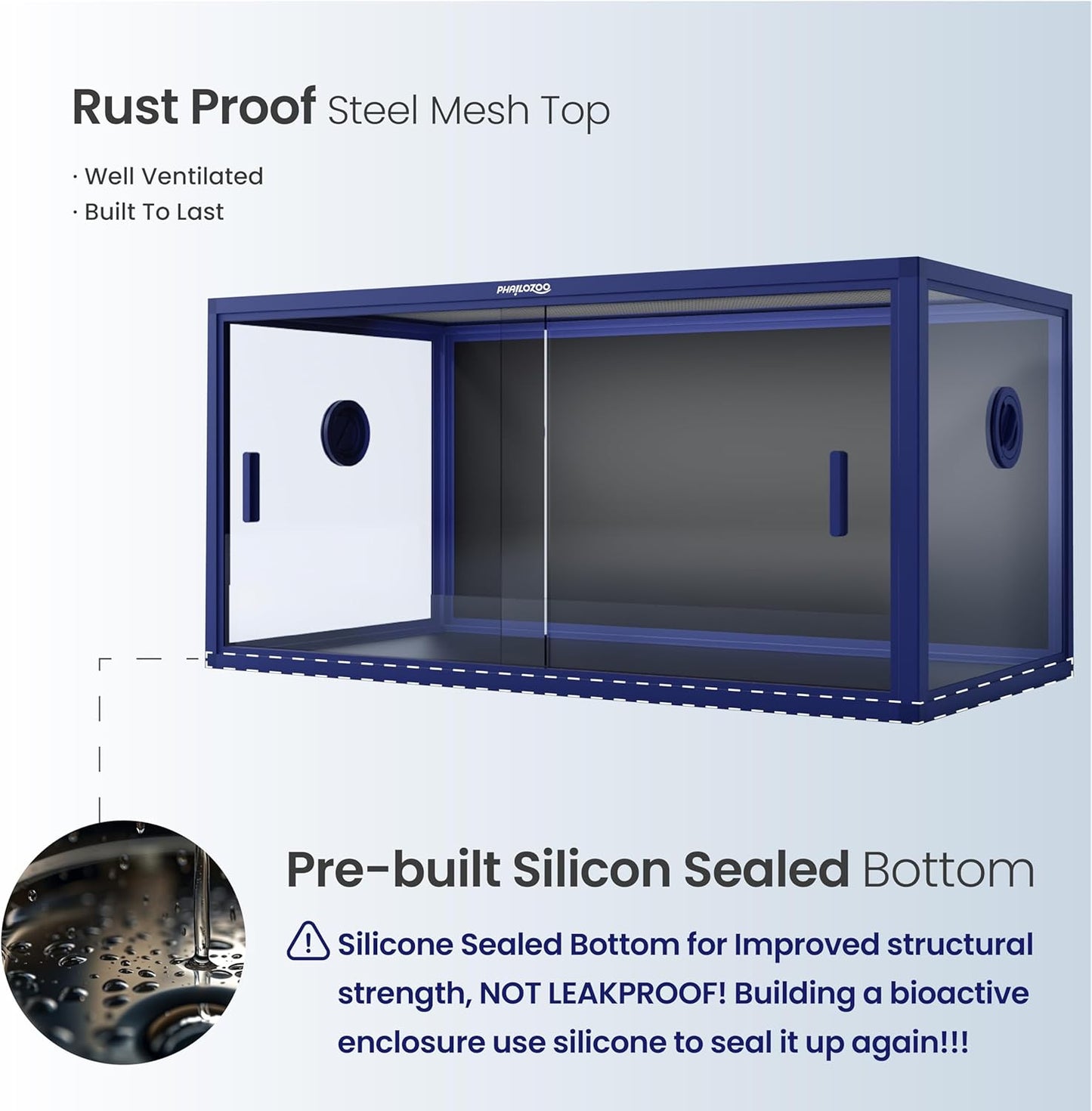 50 Gallon Bearded Dragon Tank, Reptile Enclosure for Easy Maintenance, Front Opening Reptile Tank with Top Screen Ventilation & Glass Sliding Door 36''x18''x18''