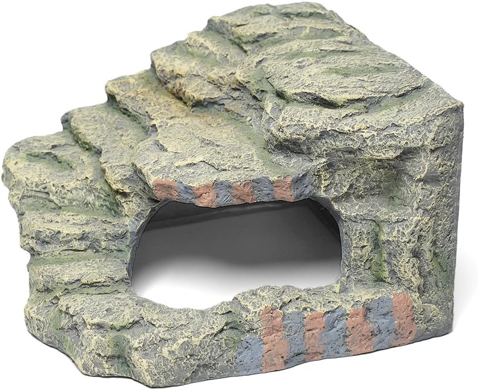 Resin Reptile Hideout Cave,Natural Habitat Decor for Bearded Dragon, Leopard Gecko, Lizards & Turtles,Terrarium Tank Accessories