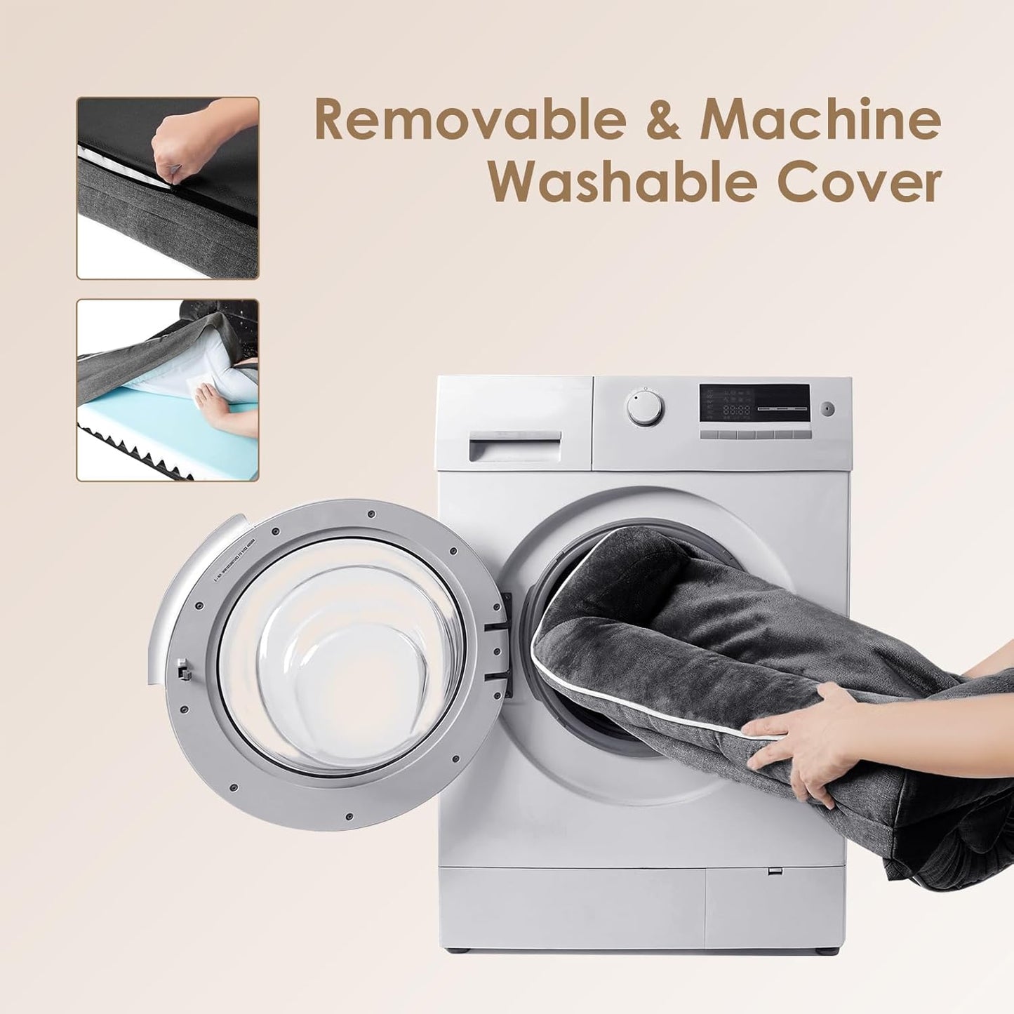 EHEYCIGA Orthopedic Dog Bed for Medium Dogs, Waterproof Memory Foam Medium Pet Beds with Sides, Non-Slip Bottom and Egg-Crate Foam Dog Couch Bed with Washable Removable Cover, Dark Grey