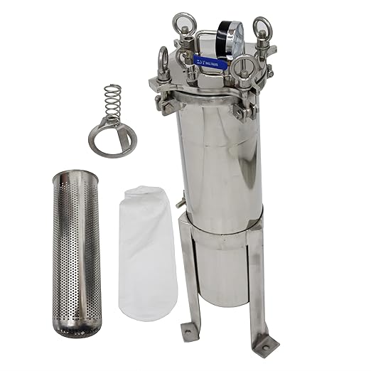 #4 Bag Filter Housing 304 Stainless Steel Filter Solid-Liquid Separation Tool 120PSI Industrial Sock Filter 1" Fnpt in/Out Bag Water Filter Purification Equipment