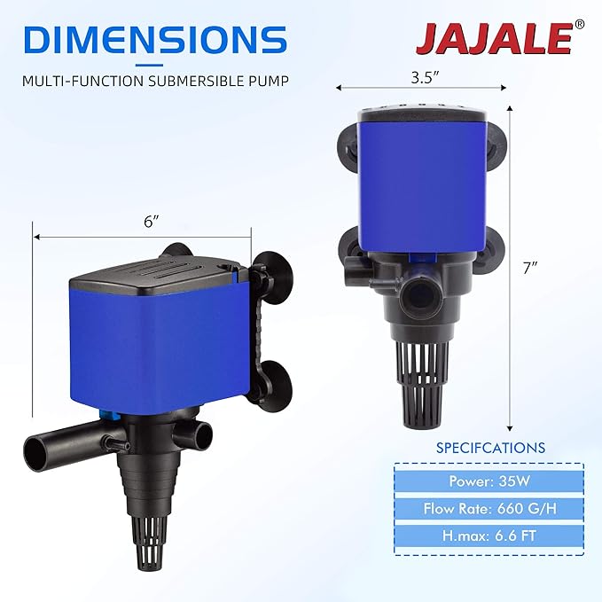 Water Pump 660 GPH Submersible Internal Aquarium Powerhead Water Pump Ultra Quiet for Aquarium,Fish Tank -4 Pack