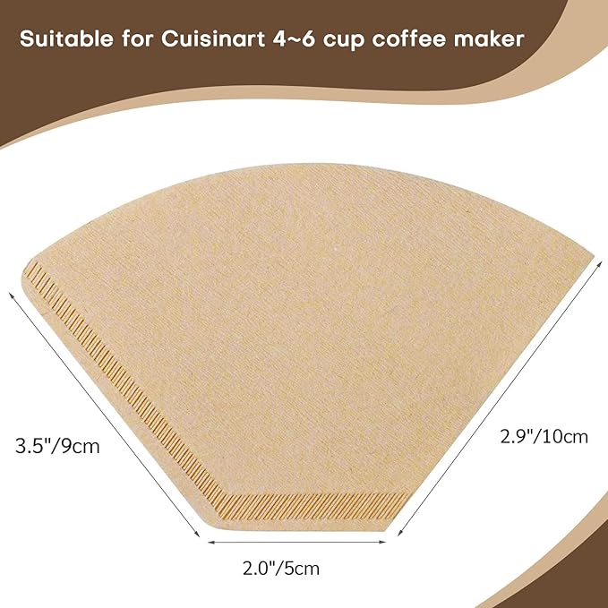 #2 Natural Brown Paper Cone Coffee Filters, Unbleached Coffee Filter 2, Fit 2~6 Cup Cuisinart Black & Decker Coffee Maker & #2 Cone Drippers, Replace Melitta Filters No.2 (100)