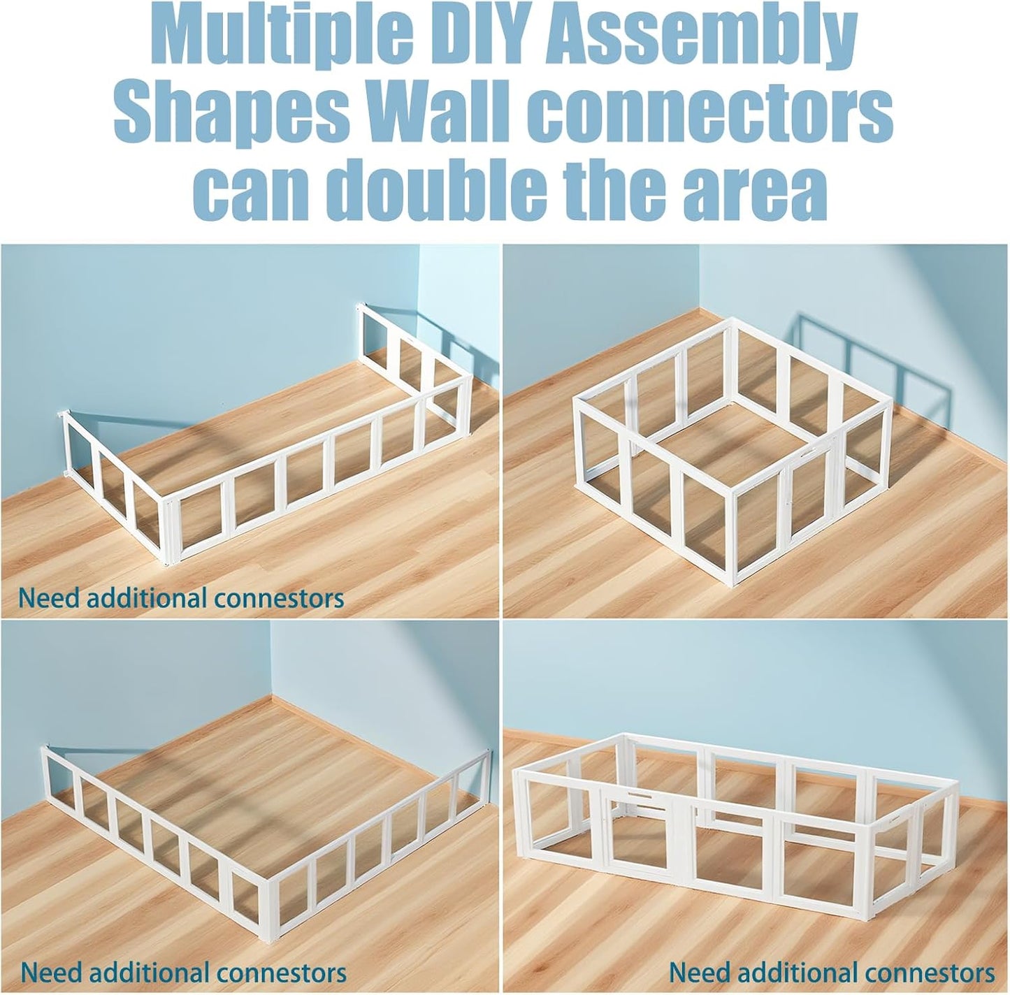 Clear Acrylic Dog Playpen Transparent Dog Playpens Indoor, Small Pet Play Pen for Small Dogs, Puppies, Cats & Rabbits, Assemble & Disassemble, with Door & Suction Cups (23.6" H, 12PCS),White