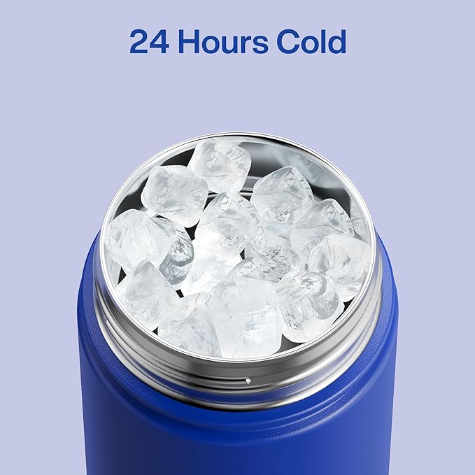 Insulated Water Bottle with Straw Stainless Steel Water Bottle, Leak-Proof, BPA-Free, Double Wall Vacuum Keeps Cold for 24 Hours for Sports, Travel, School (26 oz, Beaucoup Blue)