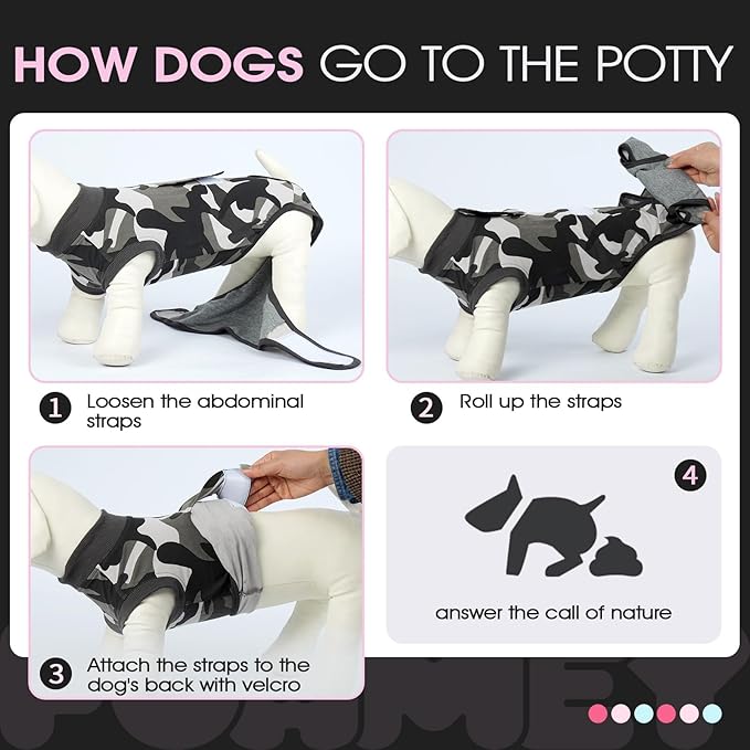 FUAMEY Dog Recovery Suit Male,Dogs Surgery Neuter Suits Puppy Spay Shirts for Female Protect Dog's Skin Anti Licking Abdominal Wounds Doggie Onesie Pet Bodysuit Alternative to Cone Grey Camouflage XXL