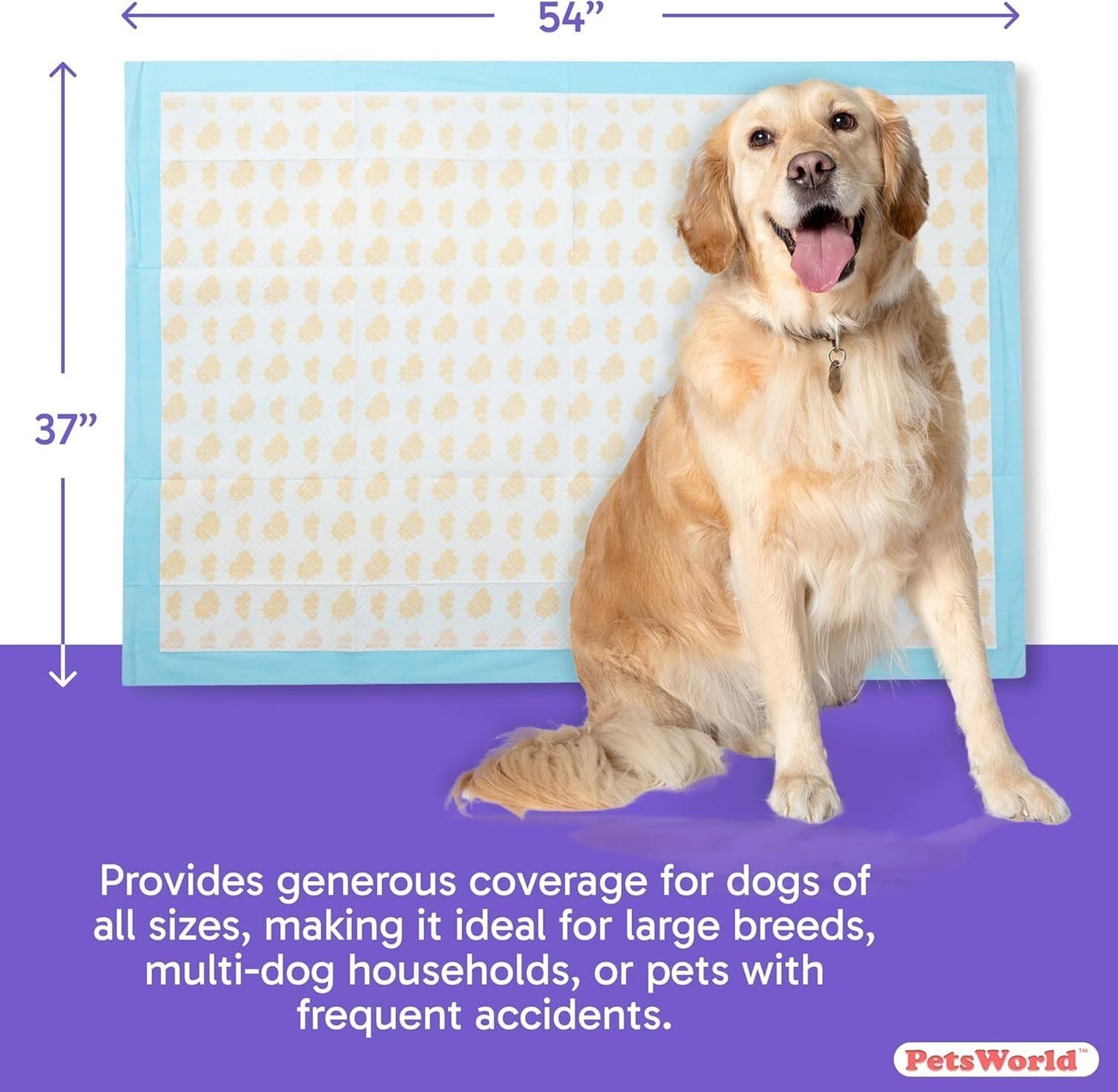 PETSWORLD Health Monitoring Dog Pee Pads – 37x54 Inch, 25 Count 3XL Color-Changing Potty Pads | Detects Health Issues | Leak-Proof, Ultra Absorbent, Odor Control