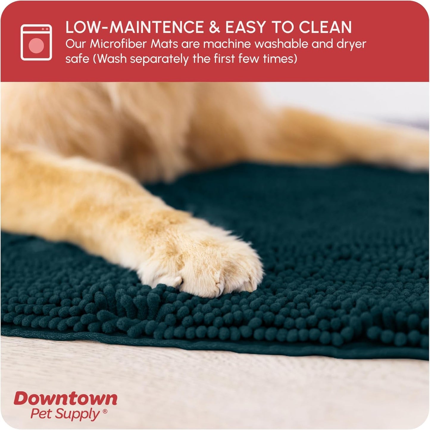 My Doggy Place Microfiber Dog Mat for Muddy Paws, 8' x 2' Teal - Non-Slip, Absorbent and Quick-Drying Dog Paw Cleaning Mat, Washer and Dryer Safe - Hallway Runner