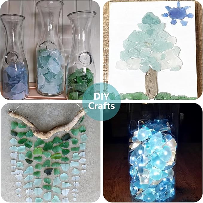 Sea Glass Block - 1LB White Frosted Sea Glass - Vase Filler and Aquarium Ornament, DIY Craft Supplies for Art, Sea Glass Decor, Beach Weddings, and Home Decor