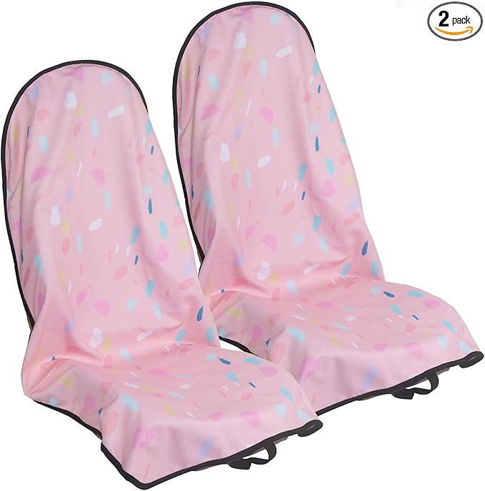 Car Seat Cover Protector Front Seats,for Gym Workout,Running,Swimming,Beach and Hiking,Waterproof Sweat Towel Bucket Seat Covers for Cars SUV Trucks (Pink Marbling, 2Pcs)