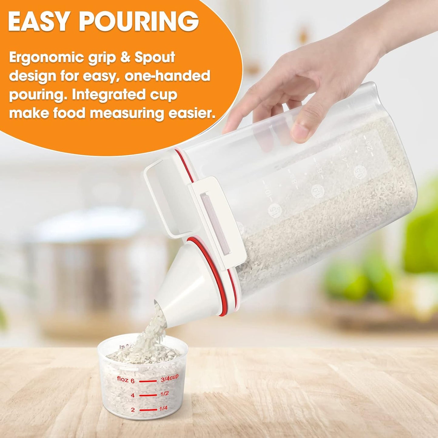 TBMax 2 Pack Rice Storage Containers 4 Lbs, Small Rice Dispenser with Measuring Cup, Cereal Containers Flour Bin, Kitchen Food Storage Container and Pantry Organizers, Pet Dog Cat Food Dispenser