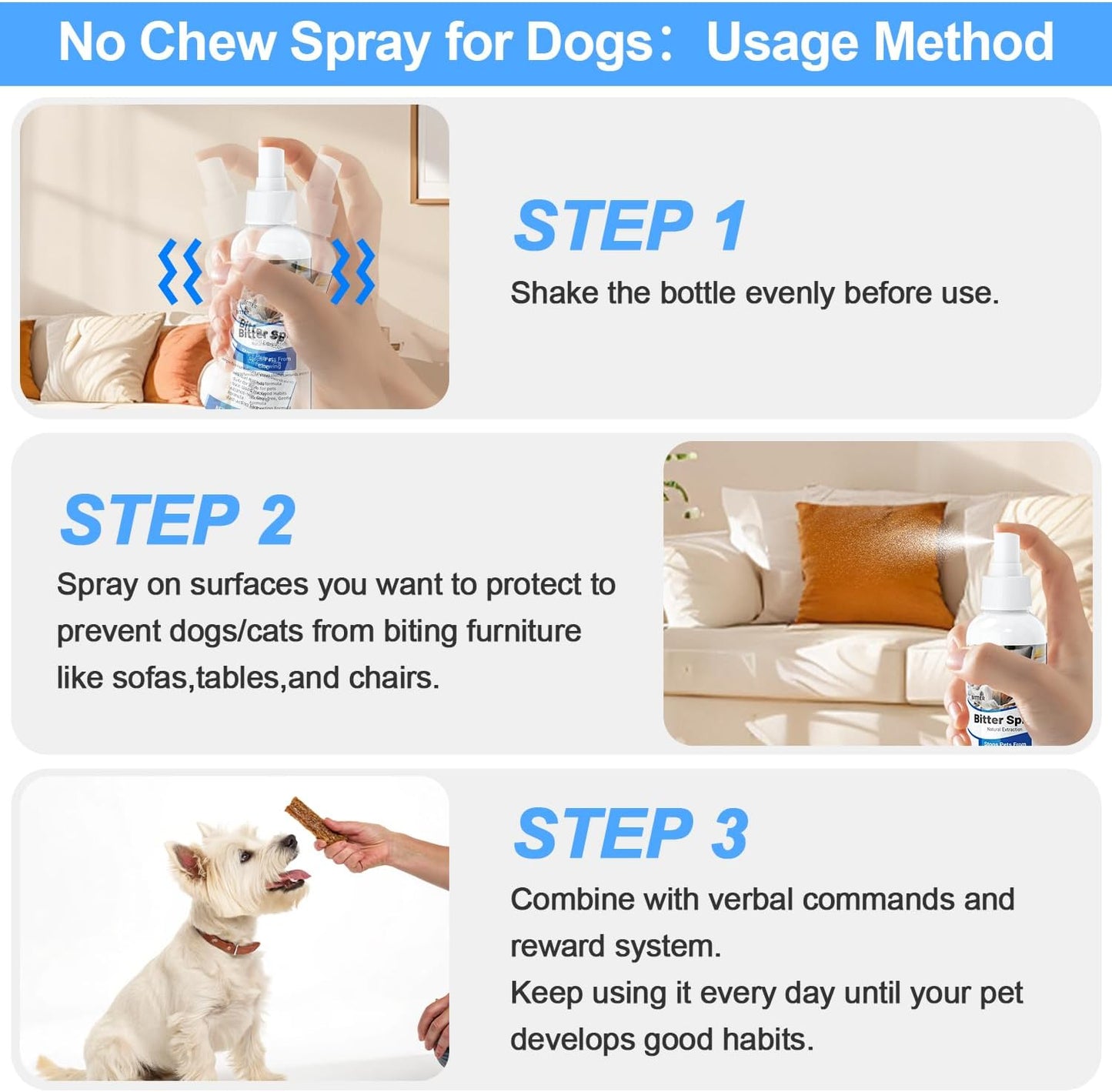 Bitter Apple Spray for Dogs to Stop Chewing | Natural Non-Toxic No Chew Spray for Dogs 150ml, Dog Training & Behavior Aids Chew Deterrent | Stop Licking Wounds | Protect Furniture Shoes