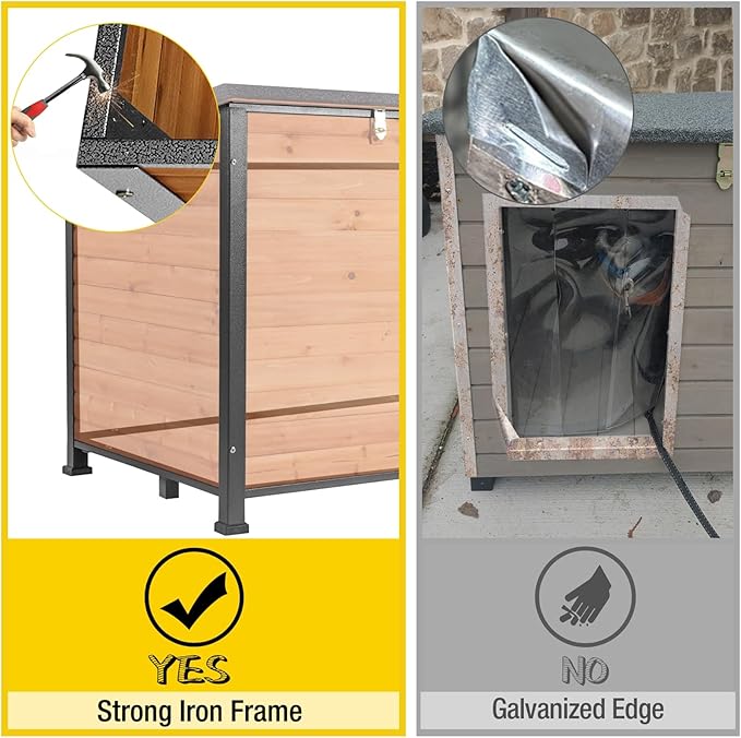 Aivituvin Extra Large Dog House Outdoor Heated Dog Kennel with Insulation Liner for Winter Strong Iron Frame Insulated Dog Cage with Heater,59"