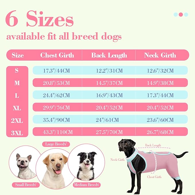 ROZKITCH Dog Surgery Leg Sleeve Rear Legs, Male Female Pet Prevent Licking Wound Elbow Knee Protector, Dog Recovery Suit Cone Collar Alternative Pants Shirt for Wound Heal Wrap Pink 3XL