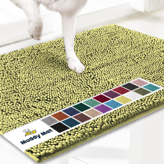Muddy Mat® AS-SEEN-ON-TV Highly Absorbent Microfiber Door Mat and Pet Rug, Non Slip Thick Washable Area and Bath Mat Soft Chenille for Kitchen Bathroom Bedroom Indoor and Outdoor - Yellow 36" x 120"