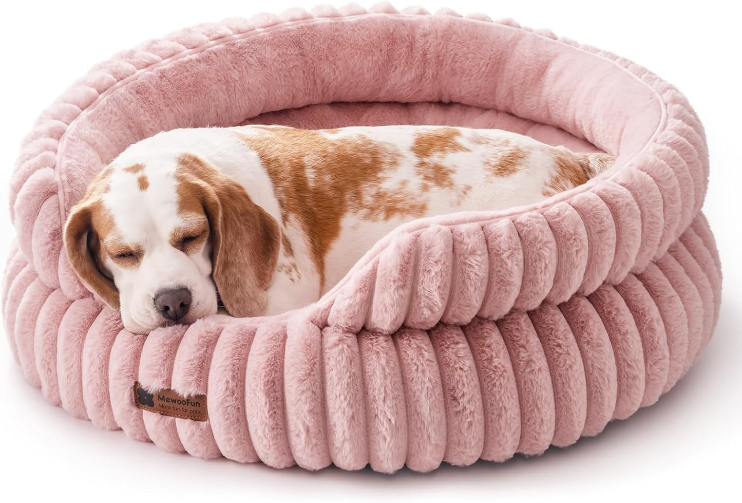 MEWOOFUN Dog Bed for Medium Dogs, Washable Large Cat Beds for Indoor Cats, Donut Pet Bed for Dogs and Cats with Anti-Slip Bottom (Pink, 27"x27"x10")