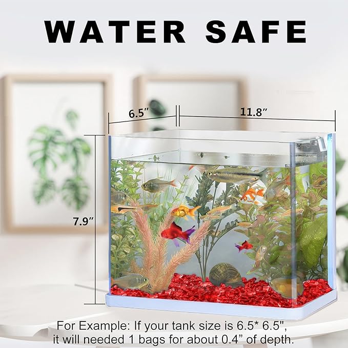 Keedolla 0.93LB Clear Glass Pebbles Marble Aquarium Fish Tank Rocks Gravel for Turtle Tank, Vase Fillers, Christmas Decoration - Red