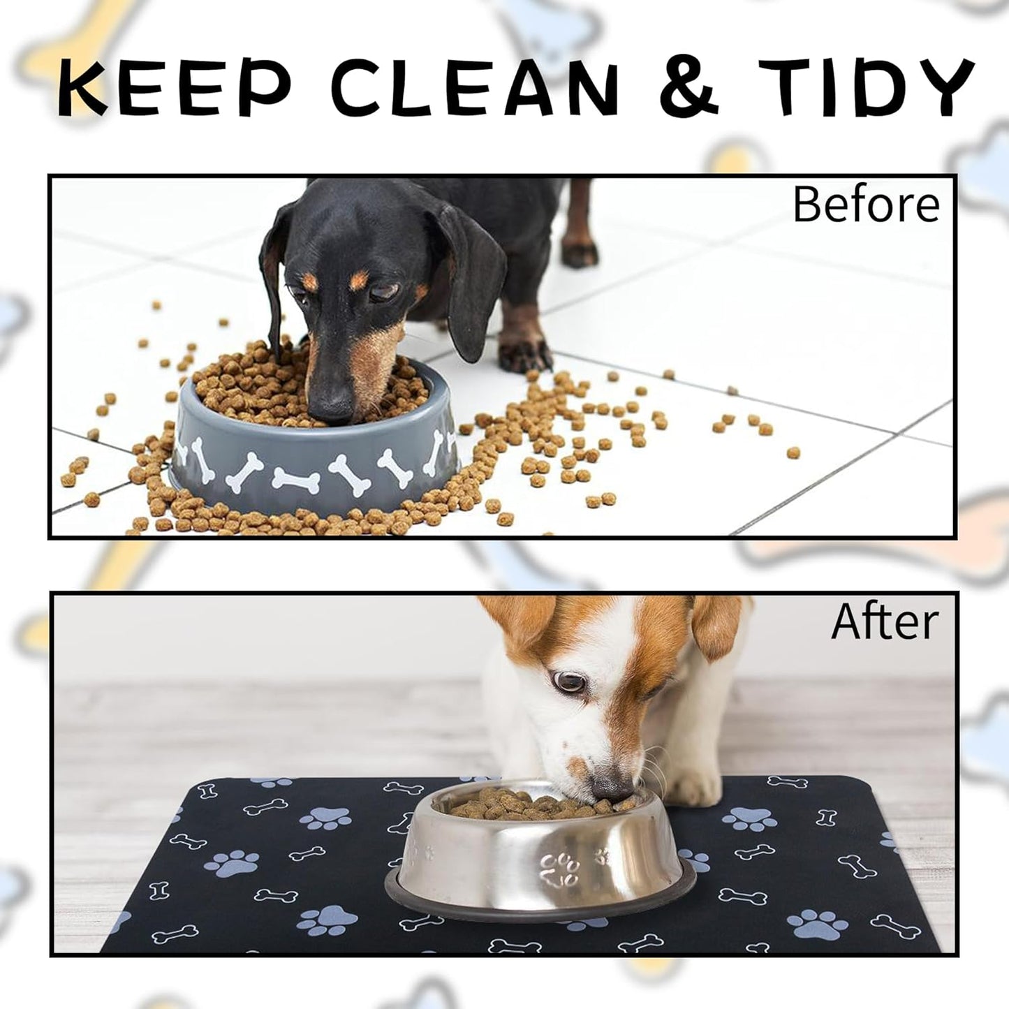 Pet Cat Dog Food Mat Non Slip Mat for Dog Water Bowl Mat Quick Dry Absorbent Cat Feeding Mat, 32 * 17 in, Dark Grey