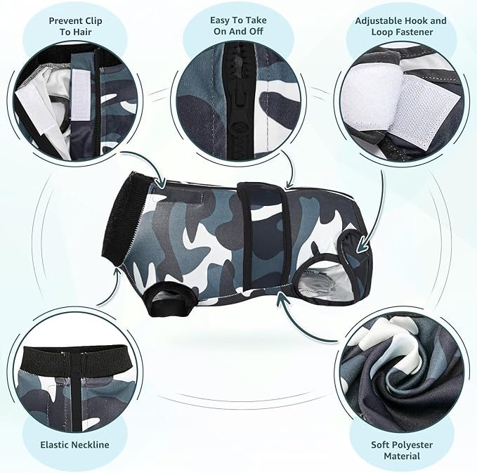 Lukovee Recovery Suit for Dogs, Zipper On Recovery Suit for Female Male Dog, Onesie Abdominal Wounds Cone E-Collar Alternative Prevent Licking Spay Recovery Suit (Camouflage, XL)