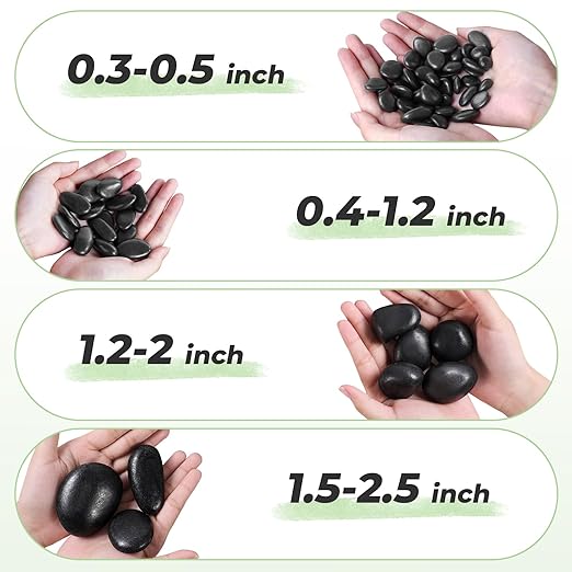SIDONG 5 LB Black River Rocks, 0.4-1.2 Inches Highly Polished Pebbles for Indoor Plants, Decorative Stones for Plants, Fish Tank, Vases, Home Décor, Crafting, Garden Landscaping