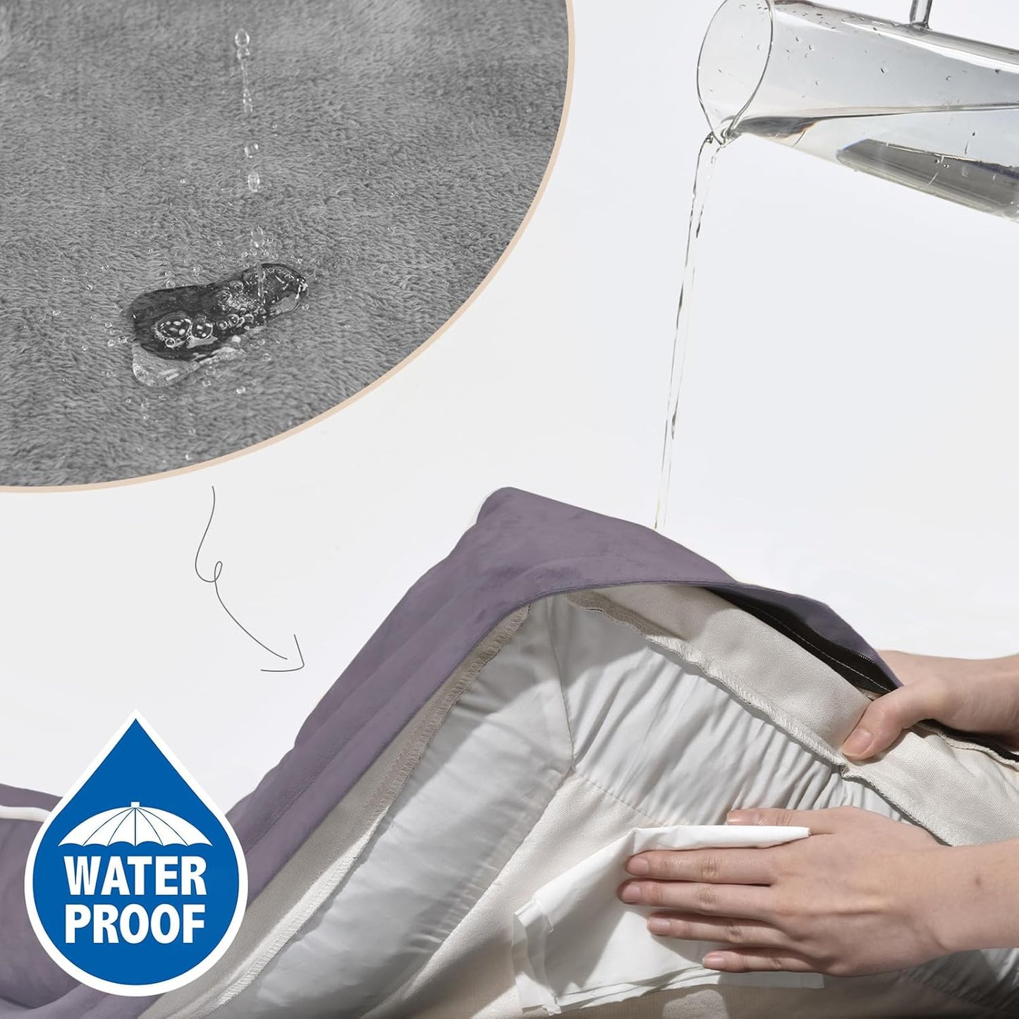 Comfort Expression Large Dog Beds Waterproof Comfy Pet Bed for Dogs Sofa, Orthopedic Foam Dog Beds with Washable Removable Cover & Non-Slip Bottom(Large,Purple)