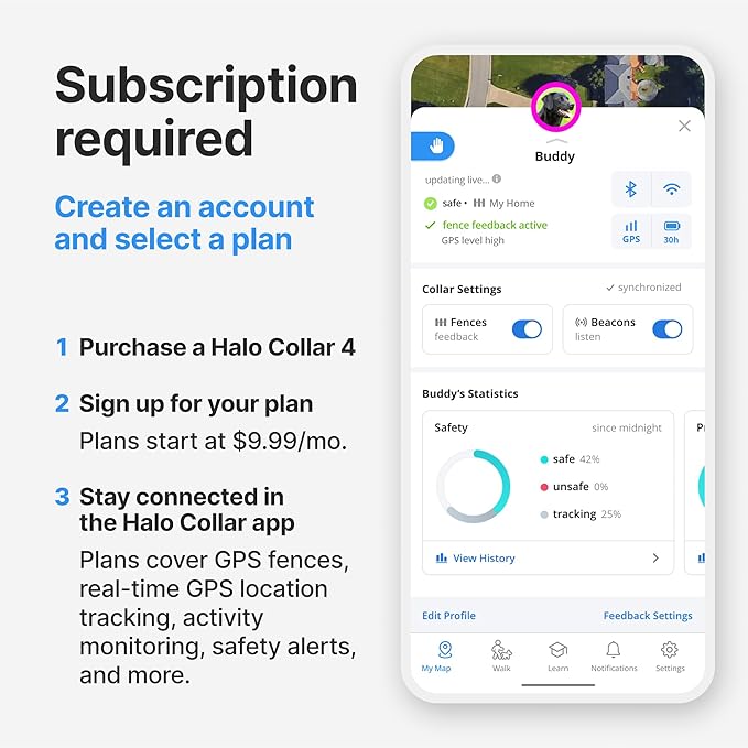 Halo Collar 4, All New GPS Wireless Dog Fence & Dog Training Collar with GPS Tracker, Subscription Required, Waterproof, One Size, Sunburst