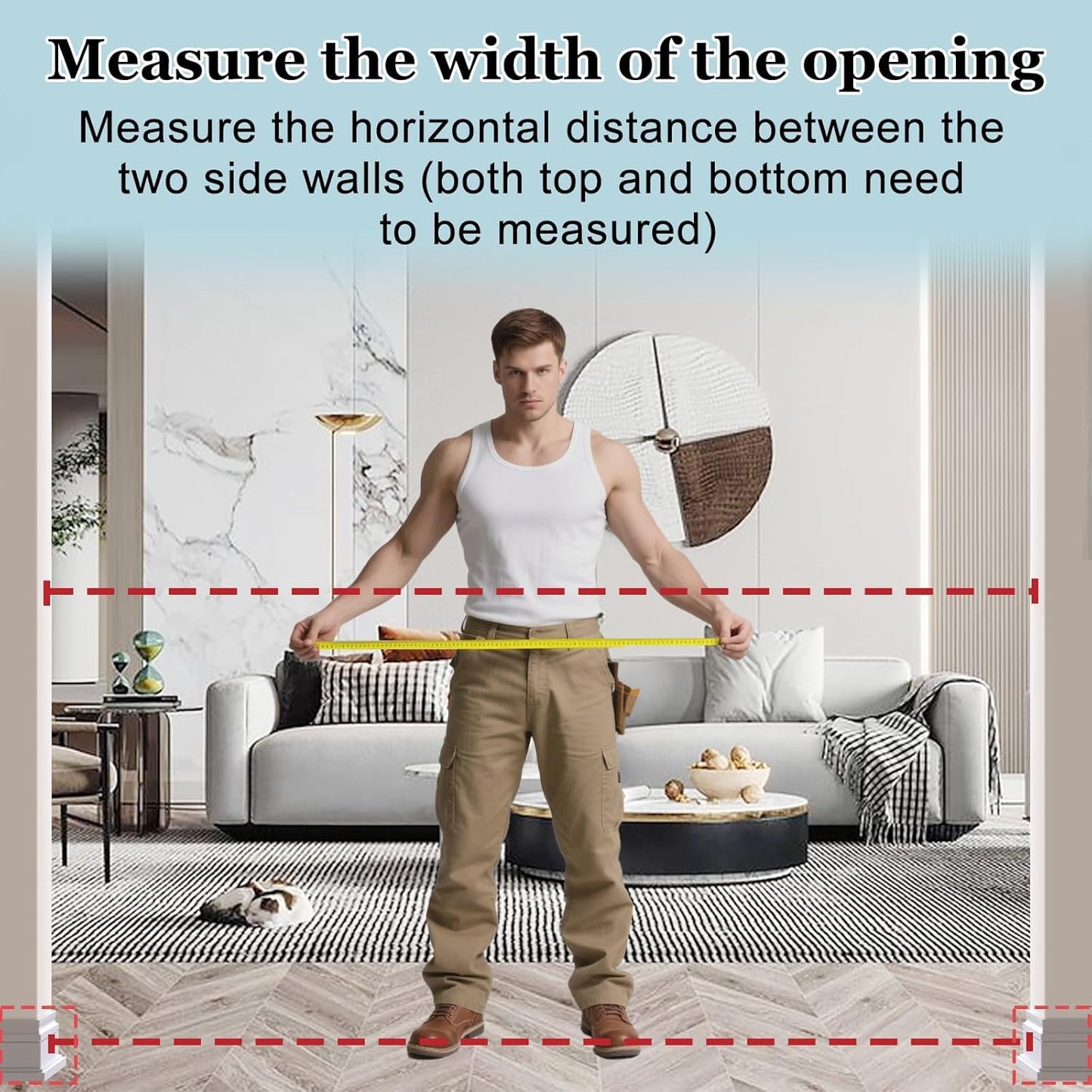 WAOWAO Triple Lock Baby Gate Extra Wide 72.04-76.77" Pressure Mounted Walk Through Swing Auto Close Safety Black Metal Dog Pet Puppy Cat for Stairs,Doorways,Kitchen