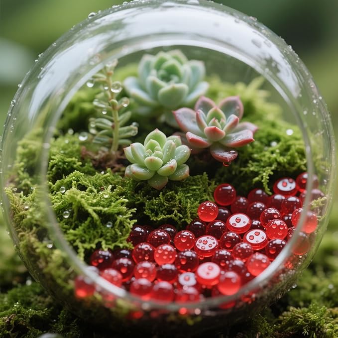 2.16LB Glass Beads Vase Filler Aquarium Gravel Decor Flat Glass Marbles Gems Pebbles Fish Tank Rocks Home Decorative Art Craft - Red