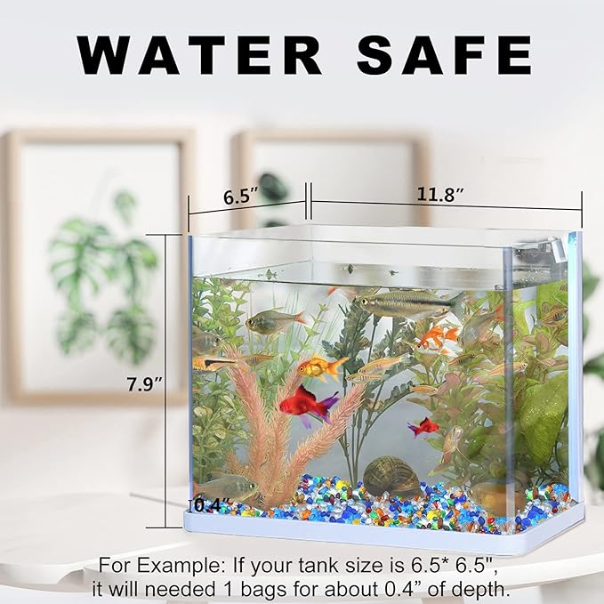 Keedolla Colorful Clear Sea Glass Pebbles Aquarium Gravel Fish Tank Rocks Small, Irregular Glass Gems Stones Beads Marble Pebbles Rock Sand for Garden|Vase Filler|Fish Turtle Tank Decorations