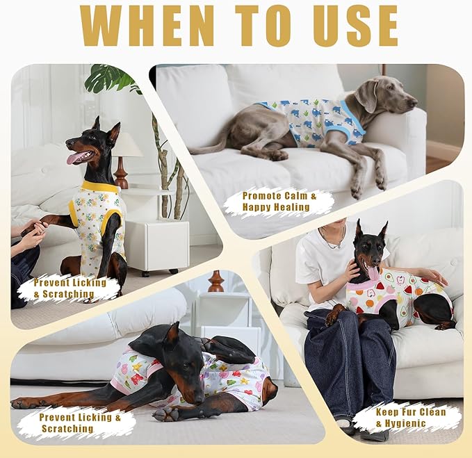 Recovery Suit for Dogs After Surgery, Professional Dog Surgical Suit for Female Spay, Male Neuter, E-Collar & Cone Alternative Dog Onesie for Abdominal Wounds Skin Disease, Yellow, XXL