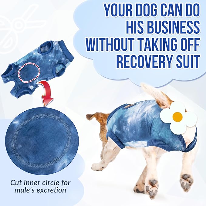 Lukovee Recovery Suit for Dogs, Onesie Surgery Recovery Suit for Female Male Dogs, Abdominal Wounds Cone E-Collar Alternative Prevent Licking Spay Recovery Suit (T-Blue,XXL)