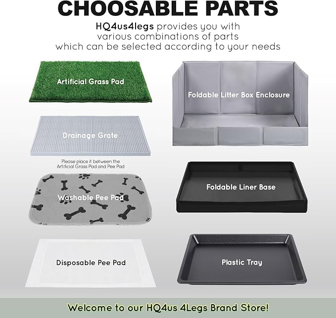 Dog Grass Pad with Foldable Dog Litter Box, Small Liner Base (23”×15”) for Balcony, 2 Artficial Grass Pee Pads for Dogs, Pee Pad Holder, Potty Training