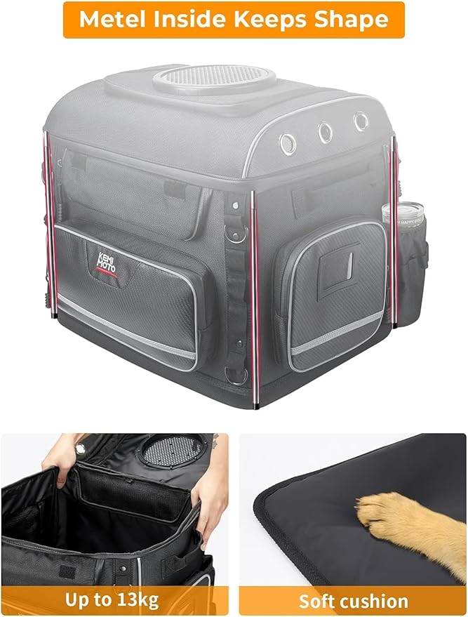 KEMIMOTO Motorcycle Dog/Cat Carrier Bags Pet Voyagers for Street Glide Road King with Passenger Seat Sissy Bar or Luggage Rack Touring Trike Models