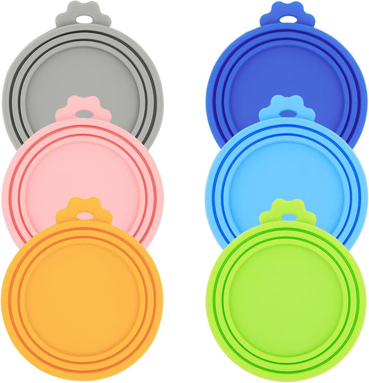 6 Pcs Can Covers, Universal BPA Free Silicone Dog Cat Can Lids, Fit Most Standard Size Dog and Cat Cans(6 colors)
